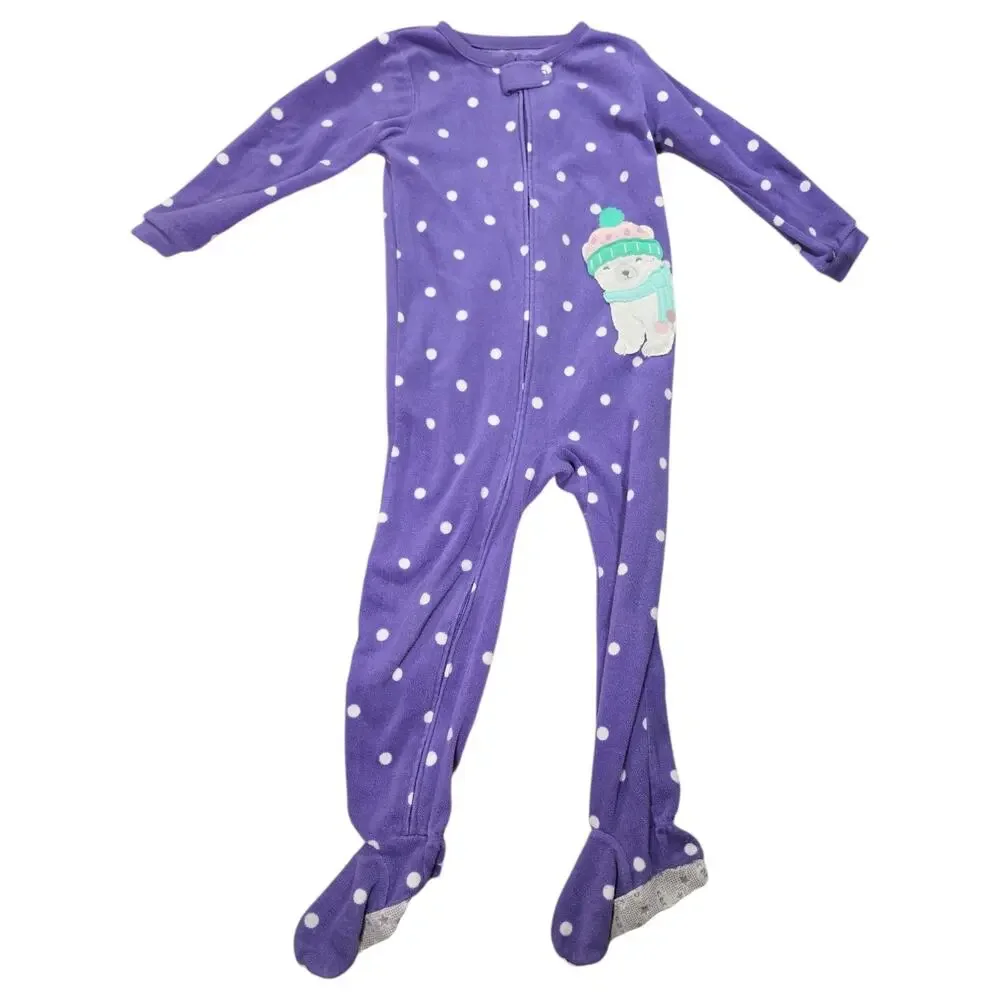 Bundle 4T Girls Carters Fleece One Piece Footed Pajamas Winter Warm Cozycore